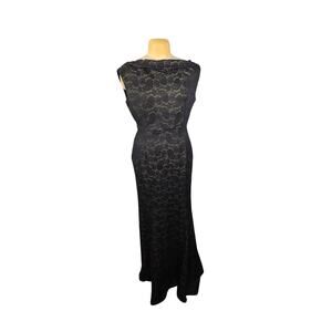 MUXXN Black Gold Lace Mermaid Maxi Dress 2XL Formal Evening Gown Elegant Glam